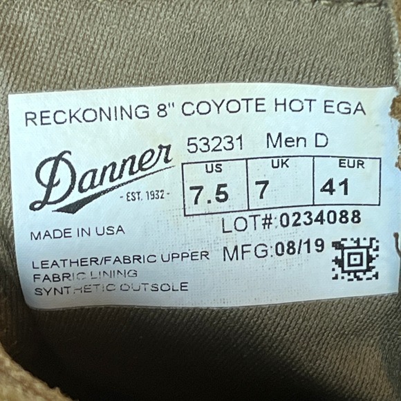 Danner Reckoning USMC EGA Coyote Brown Hot Mens 7.5 Womens 9 UK 7 EU 41 - Picture 12 of 12